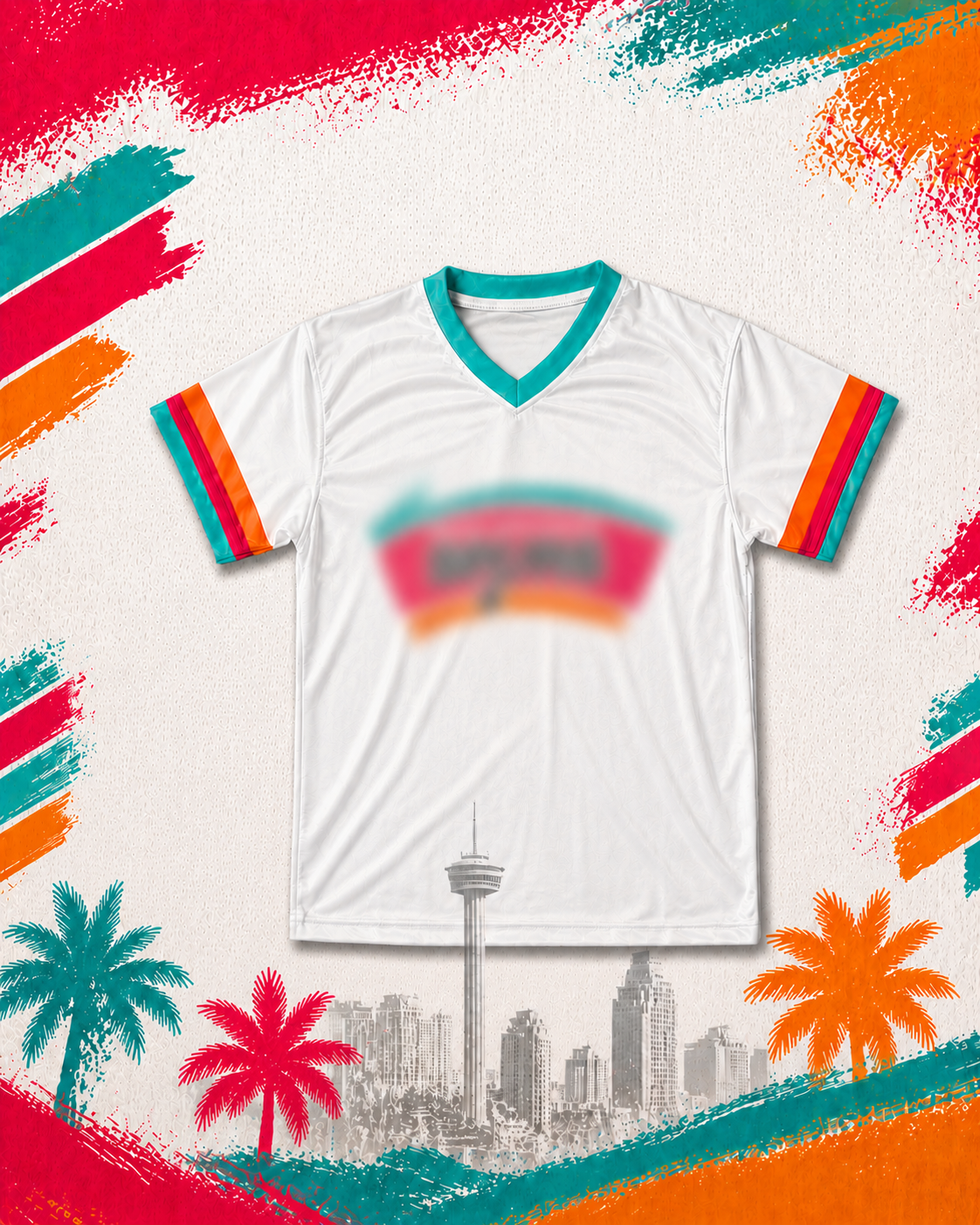 SA Retro White -Teal Collar